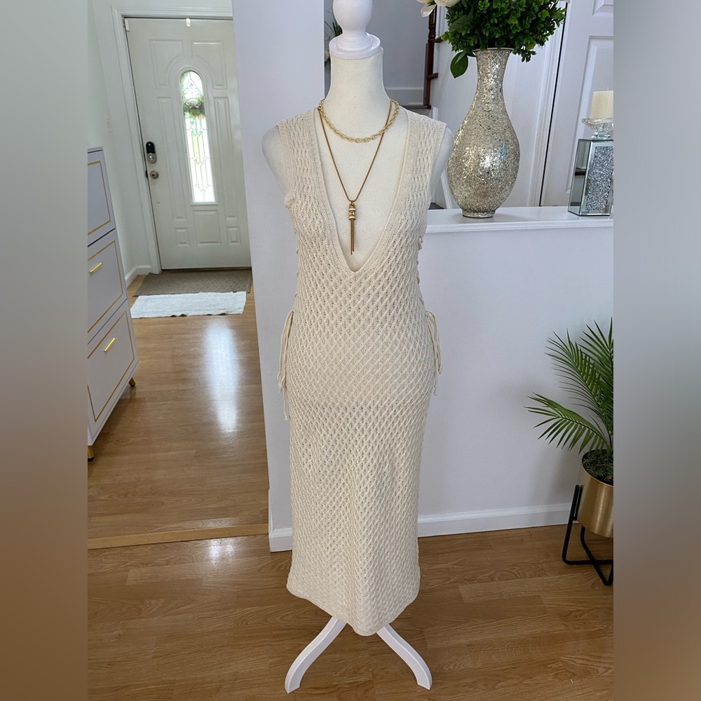 WOMEN CREAM COVER SWIM DRESS SIZE M - Picture 1 of 7